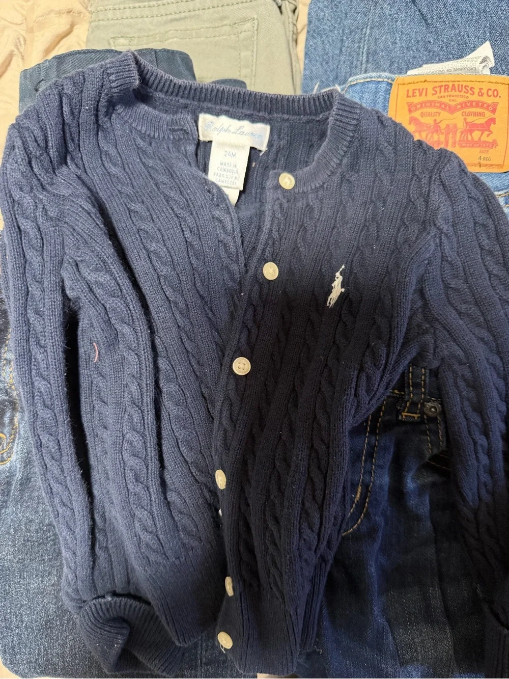 OshKosh B'gosh Orange Corduroy Pants with Navy Suspenders